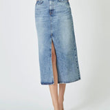 VikaCC Slit Denim Skirt - Denim blue