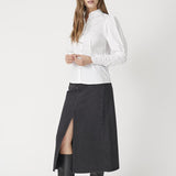 VikaCC Slit Denim Skirt - Black