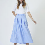 MicaCC Stripe Pleat Skirt - Pale Blue