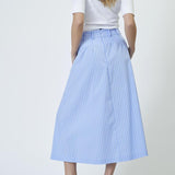 MicaCC Stripe Pleat Skirt - Pale Blue