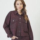 LeoCC Denim Crop Shirt - Winered