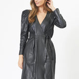 PhoebeCC Leather Wrap Dress - Black