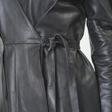 PhoebeCC Leather Wrap Dress - Black