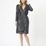 PhoebeCC Leather Wrap Dress - Black