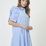 MicaCC Stripe SS Shirt Dress - Pale Blue