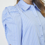 MicaCC Stripe SS Shirt Dress - Pale Blue