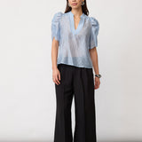 SisuCC SS V-Blouse - Pale Blue