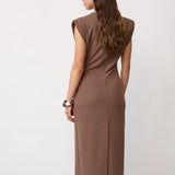 FalconCC Pleat Dress - Walnut