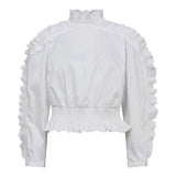 SannaCC Ruffle Smock Blouse - White