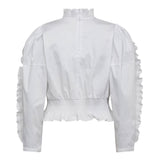 SannaCC Ruffle Smock Blouse - White