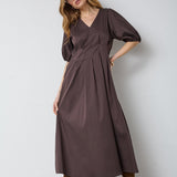 PoppyCC Pleat Dress - Dark Brown