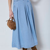 TillyCC Anya Pleat Skirt - Fade Denim