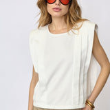 ZelliCC Padded Pleat Top - White
