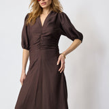 HeraCC SS Puff Dress - Dark Brown