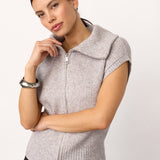 RowCC Zip Knit Vest - Grey Melange