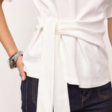 OrianeCC Pleat Tie Tee - White