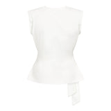 OrianeCC Pleat Tie Top - White