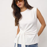 OrianeCC Pleat Tie Top - White