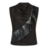 BobbieCC Fringe Pleat Top - Black