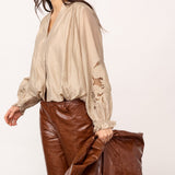 DelinCC Balloon Emb Shirt - Mink
