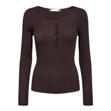 ClaireCC Grandad LS Blouse - Dark Brown