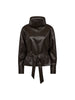GittCC Funnel Neck Blouse - Dark Brown