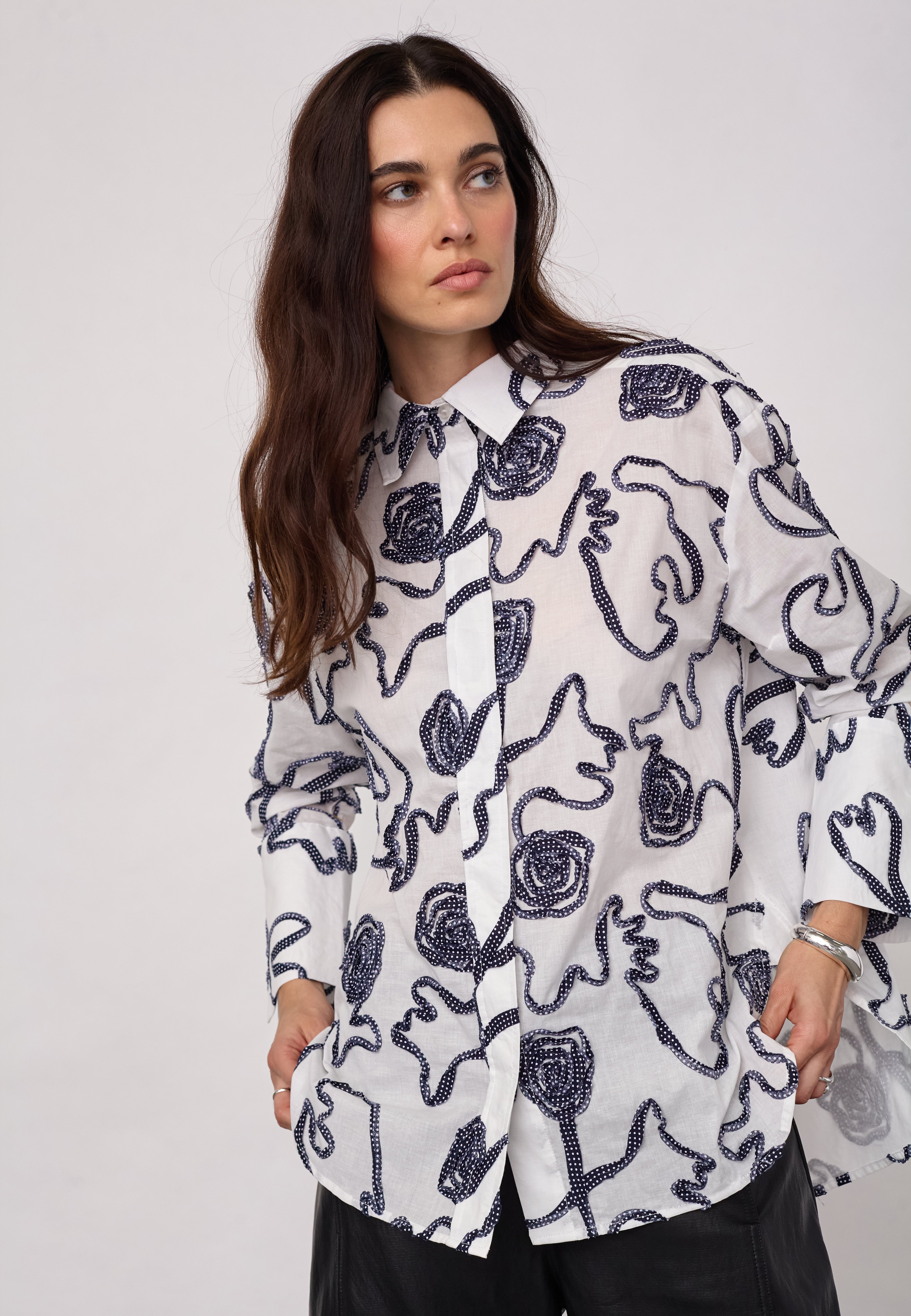 ElricCC Flower LS Shirt - Navy - Co'couture