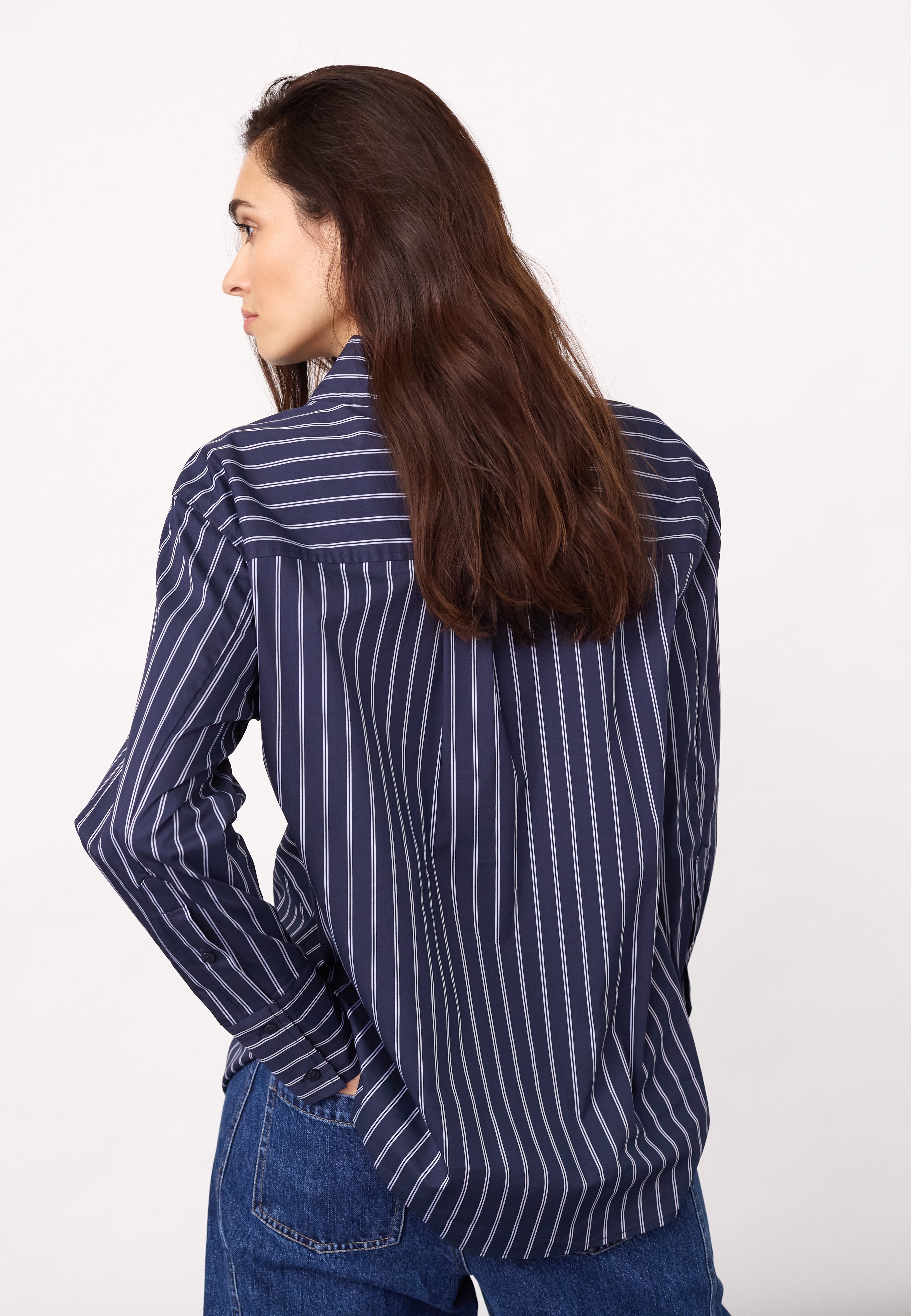SomoCC Stripe Funnel Neck Shirt - Navy - Co'couture