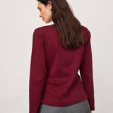 OrianeCC LS Pleat Tie Tee - Wine Red