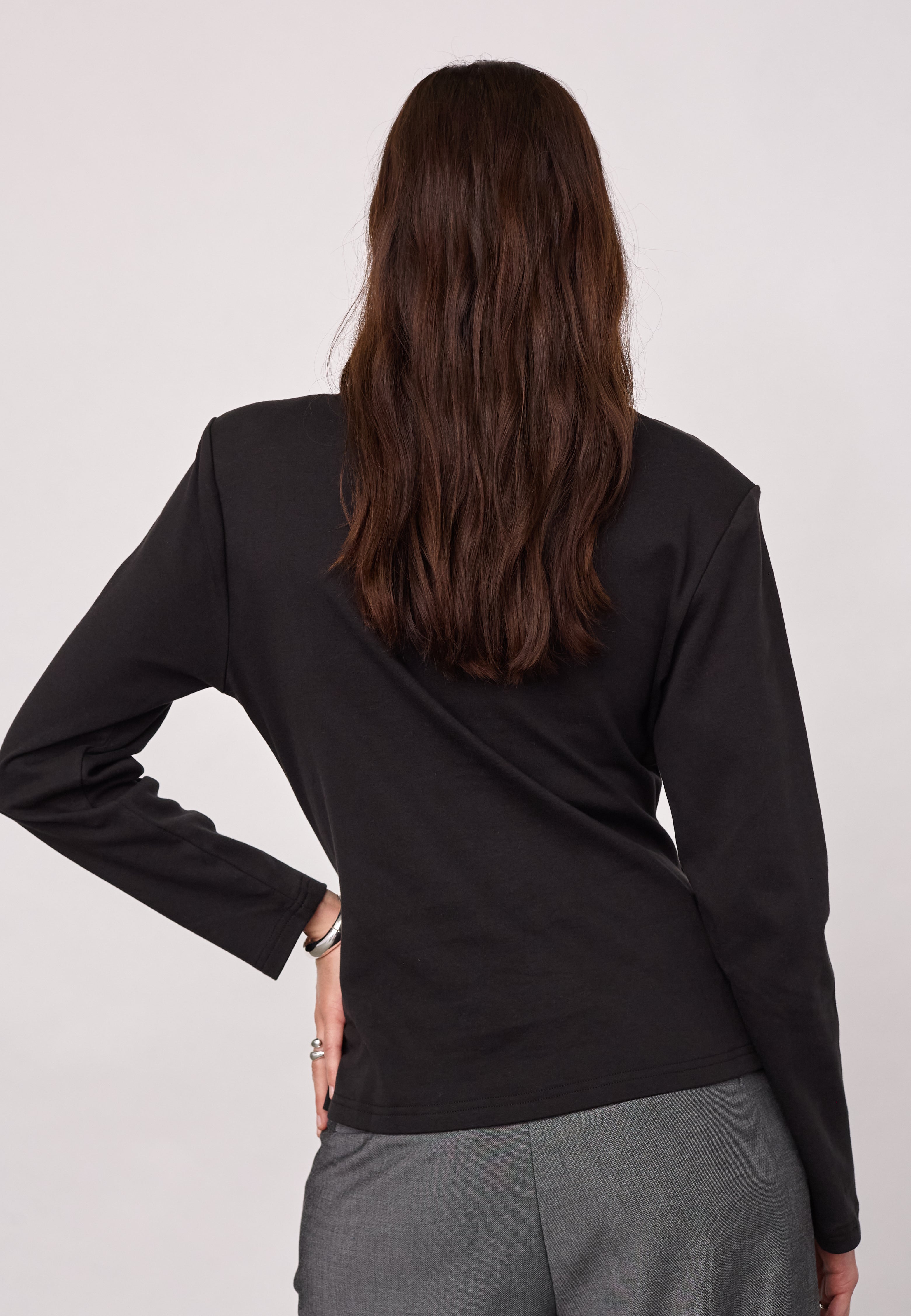 OrianeCC LS Pleat Tie Tee - Black - Co'couture