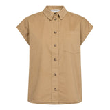 EvelynCC Slit Back SS shirt - Sand