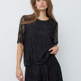 EricaCC Stone Lace SS Blouse - Black