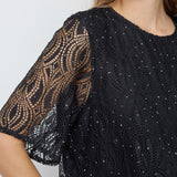 EricaCC Stone Lace SS Blouse - Black