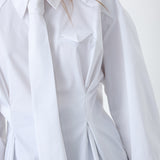 DaliaCC Tie Pleat Shirt - White