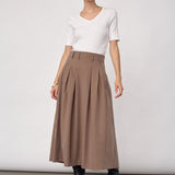 LyviaCC Pleat Pin Skirt - Walnut