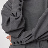 PriscillaCC Funnel Neck Blouse - Mid Grey