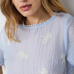 AmeliaCC Emb SS Blouse - Pale Blue - Co'couture