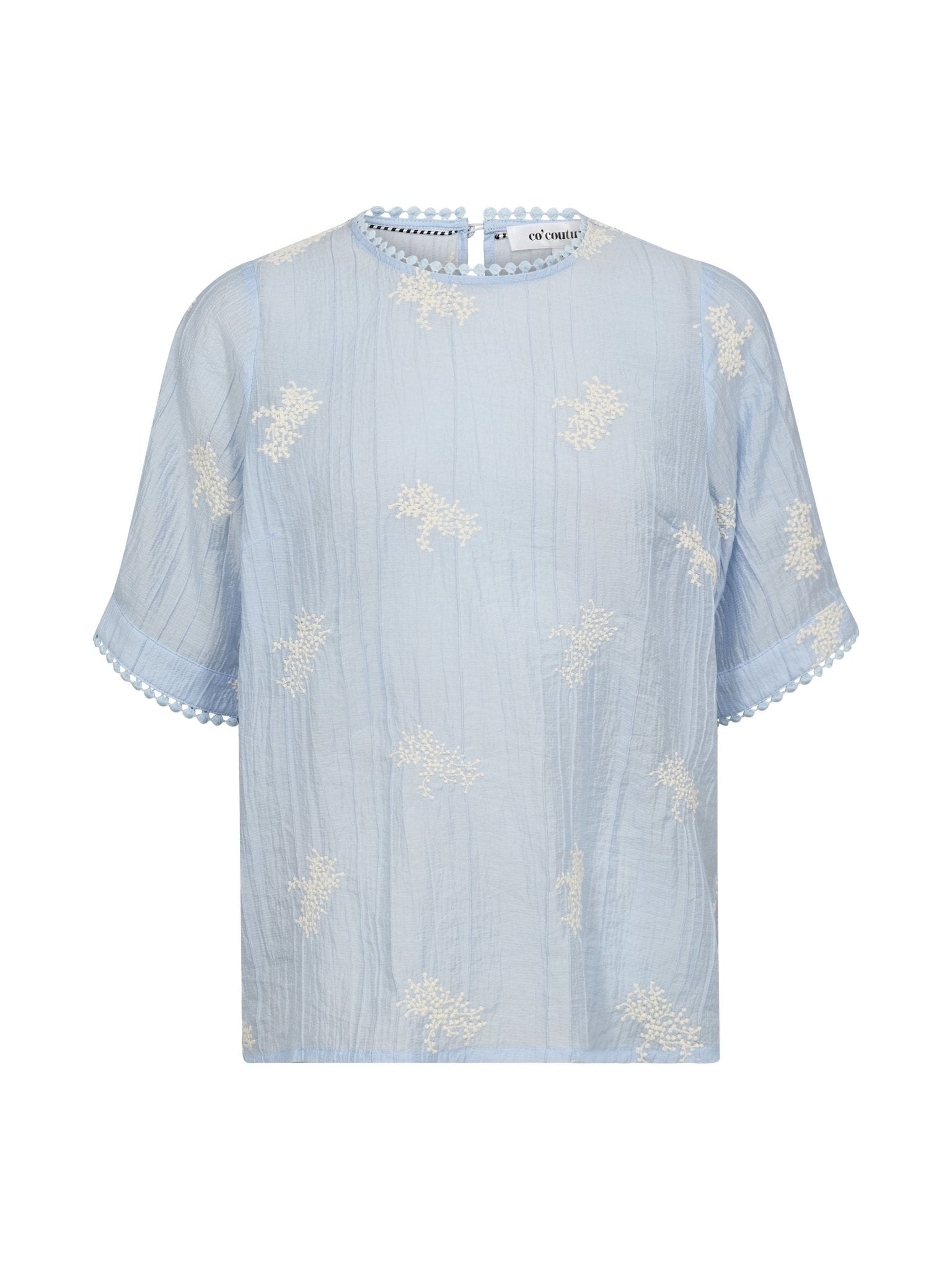 AmeliaCC Emb SS Blouse - Pale Blue - Co'couture