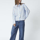 AmoraCC Stripe Tie Shirt - Pale Blue - Co'couture