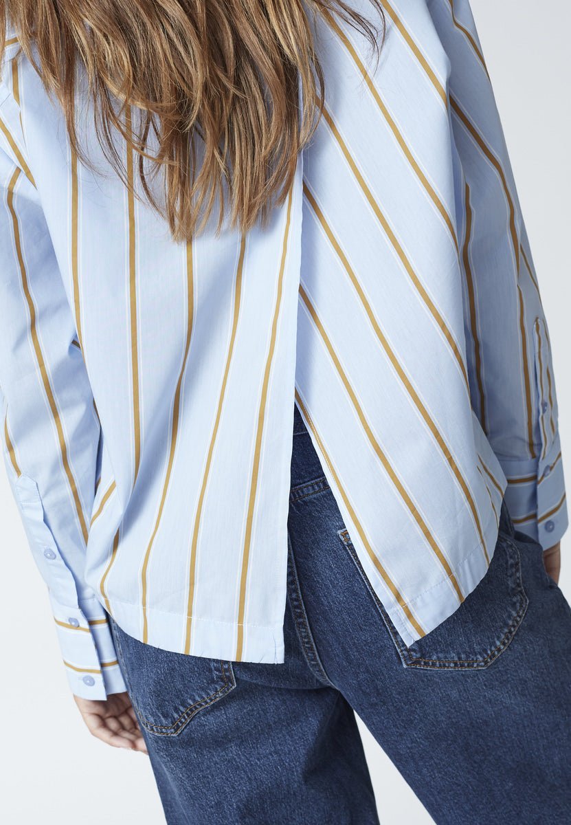 AmoraCC Stripe Tie Shirt - Pale Blue - Co'couture