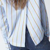 AmoraCC Stripe Tie Shirt - Pale Blue - Co'couture