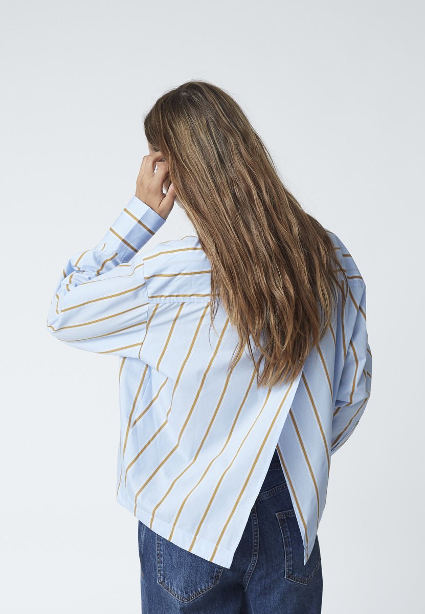 AmoraCC Stripe Tie Shirt - Pale Blue - Co'couture