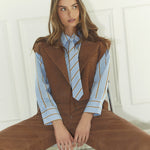 AmoraCC Stripe Tie Shirt - Pale Blue - Co'couture