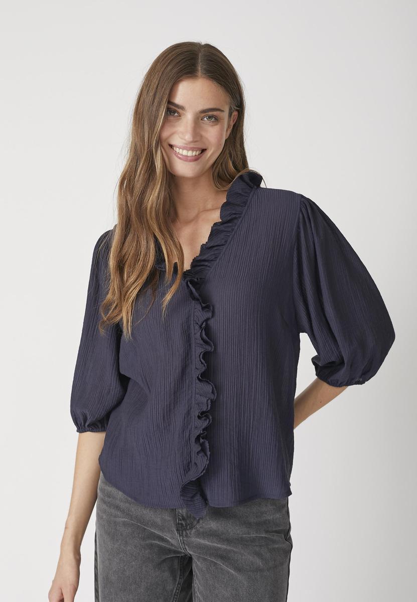 AnikaCC Frill SS Shirt - Navy - Co'couture