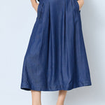 AnyaCC Denim Pleat Skirt - Dark Denim - Co'couture