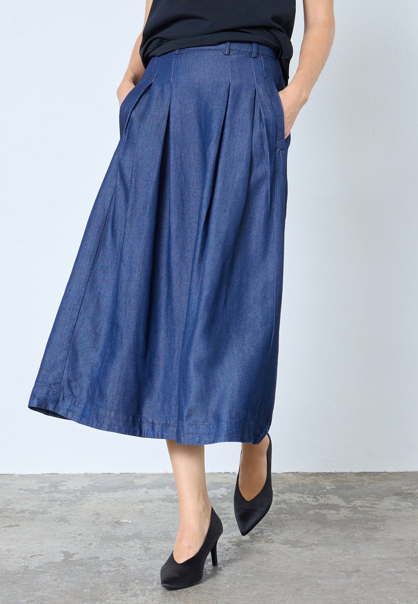 AnyaCC Denim Pleat Skirt - Dark Denim - Co'couture