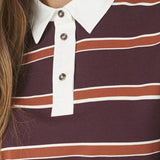 AugustaCC Stripe Polo Tee - Winered - Co'couture