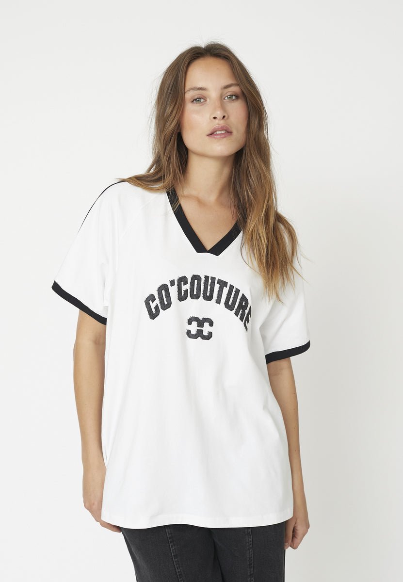 AvanaCC Oversize Sporty V - Tee - White - Co'couture