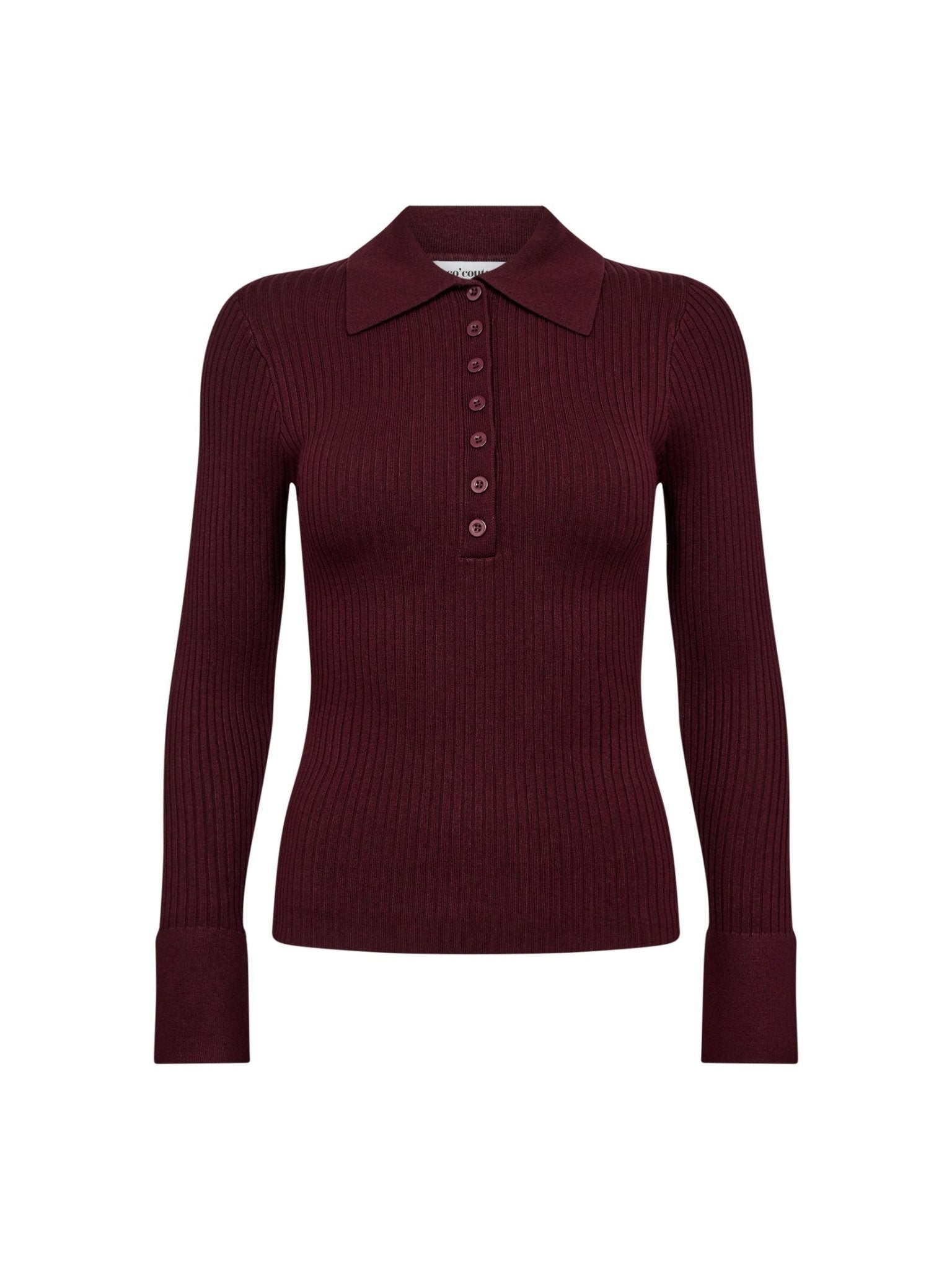 BonnyCC Polo LS Knit - Winered - Co'couture
