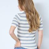 BonnyCC Stripe S/S Polo Knit - Light Grey - Co'couture